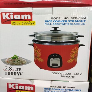 KIAM Rice Cooker 2.8 Liters Straight Full Body One Non Stick Pot 1000 Watts SFB-5704